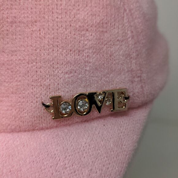 Unbranded Women's Strapback Hat Pink Fleece Fuzzy Pom Poms LOVE Logo - Picture 5 of 11